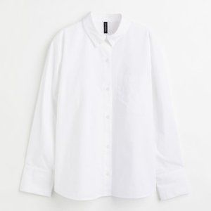 NWT HM White Collard Long Sleeved Oversize Poplin Shirt